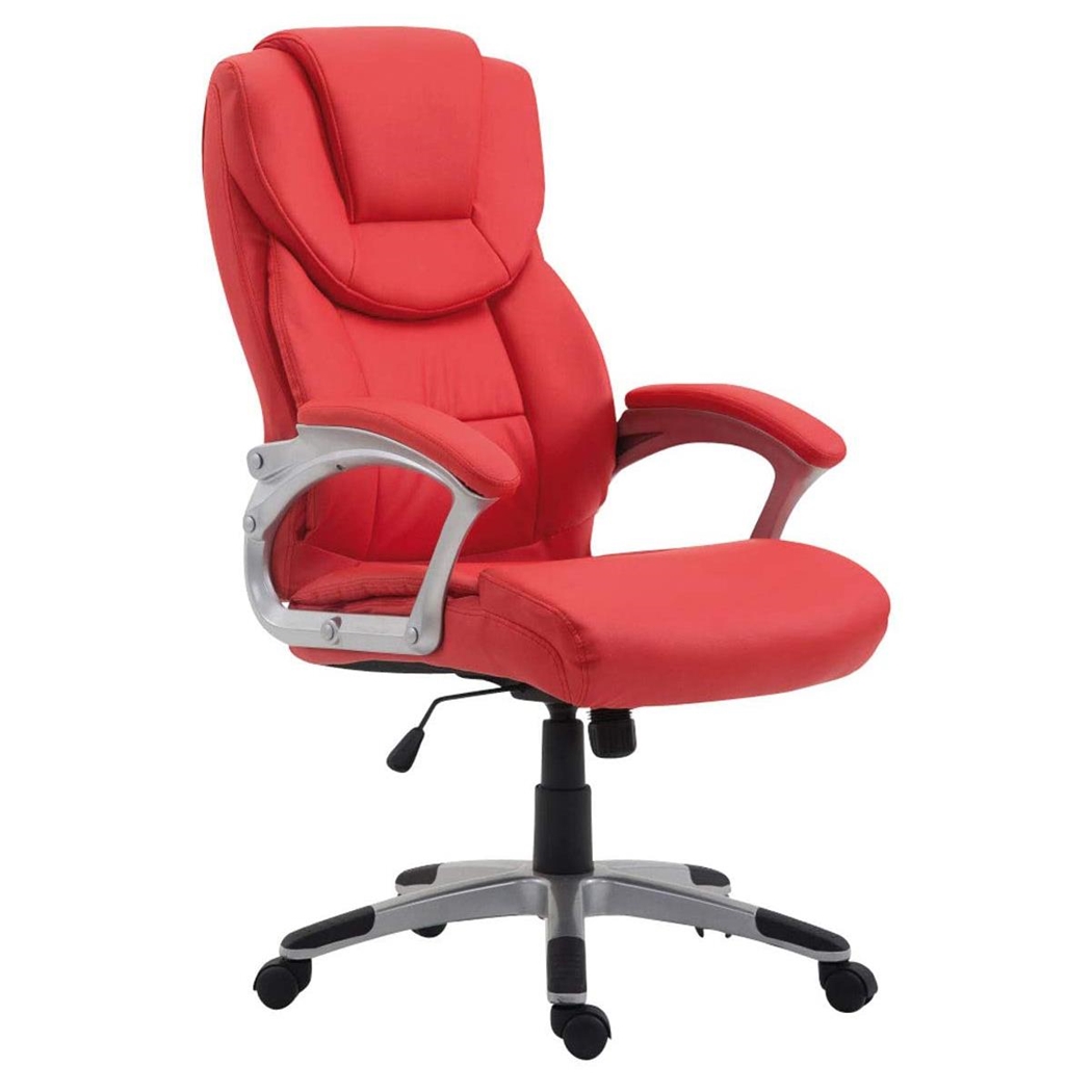 DEMO# Sillón de oficina BALTIMORE, Gran Acolchado, muy resistente, tapizado en piel color rojo