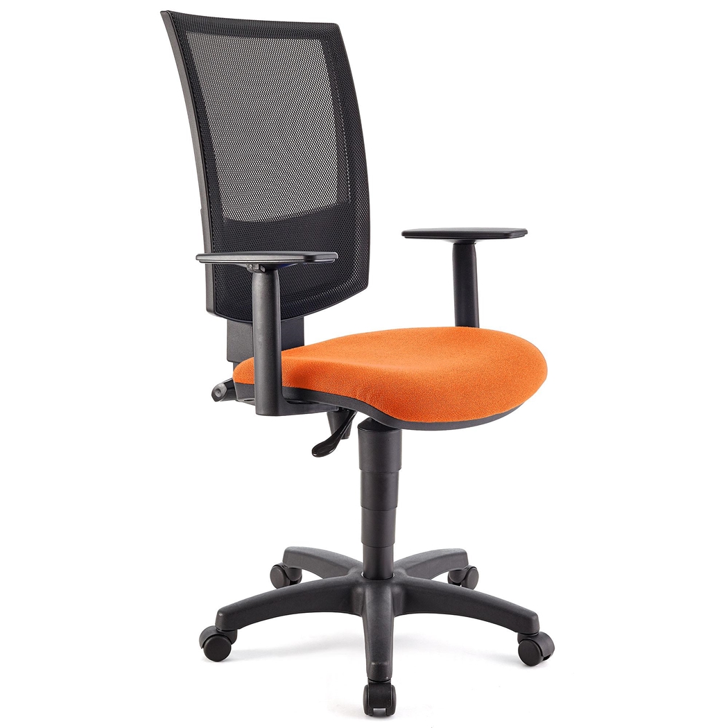 DEMO# Silla de Oficina PANDORA PLUS, Respaldo en Malla, Brazos Ajustables, Gran Acolchado, Naranja