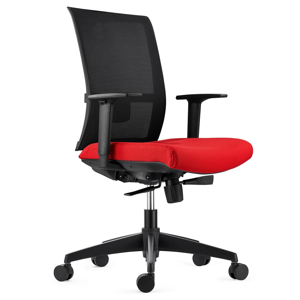 DEMO# Silla Ergonómica EXON, Soporte Lumbar, Uso 8 Horas, en Tela y Malla, color Rojo