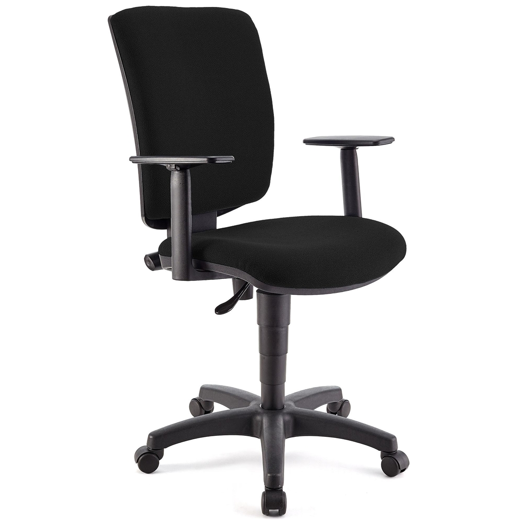 DEMO# Silla de Oficina ATLAS PLUS, Respaldo y Brazos Ajustables, Gran Acolchado, En Tela Negra