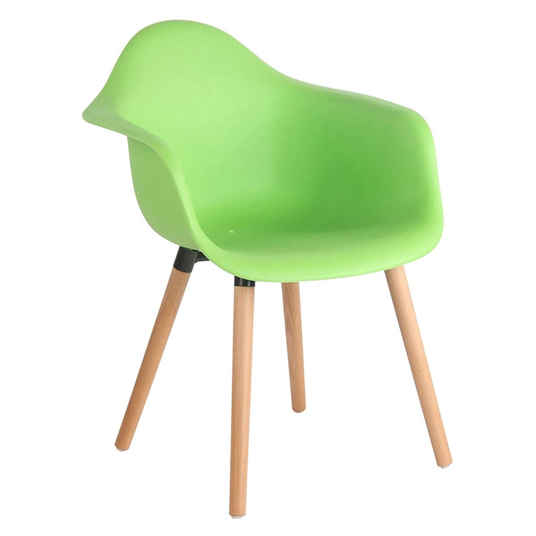 Silla de Confidente MARA, Diseño Moderno, Patas de Madera Claras, color Verde