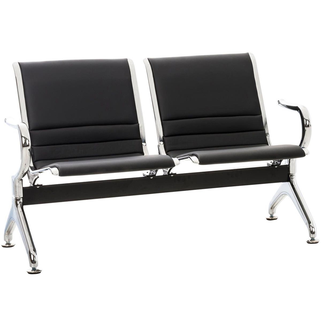 Bancada 2 Asientos AURORA, Estructura Metal, Asiento en Piel, color Negro