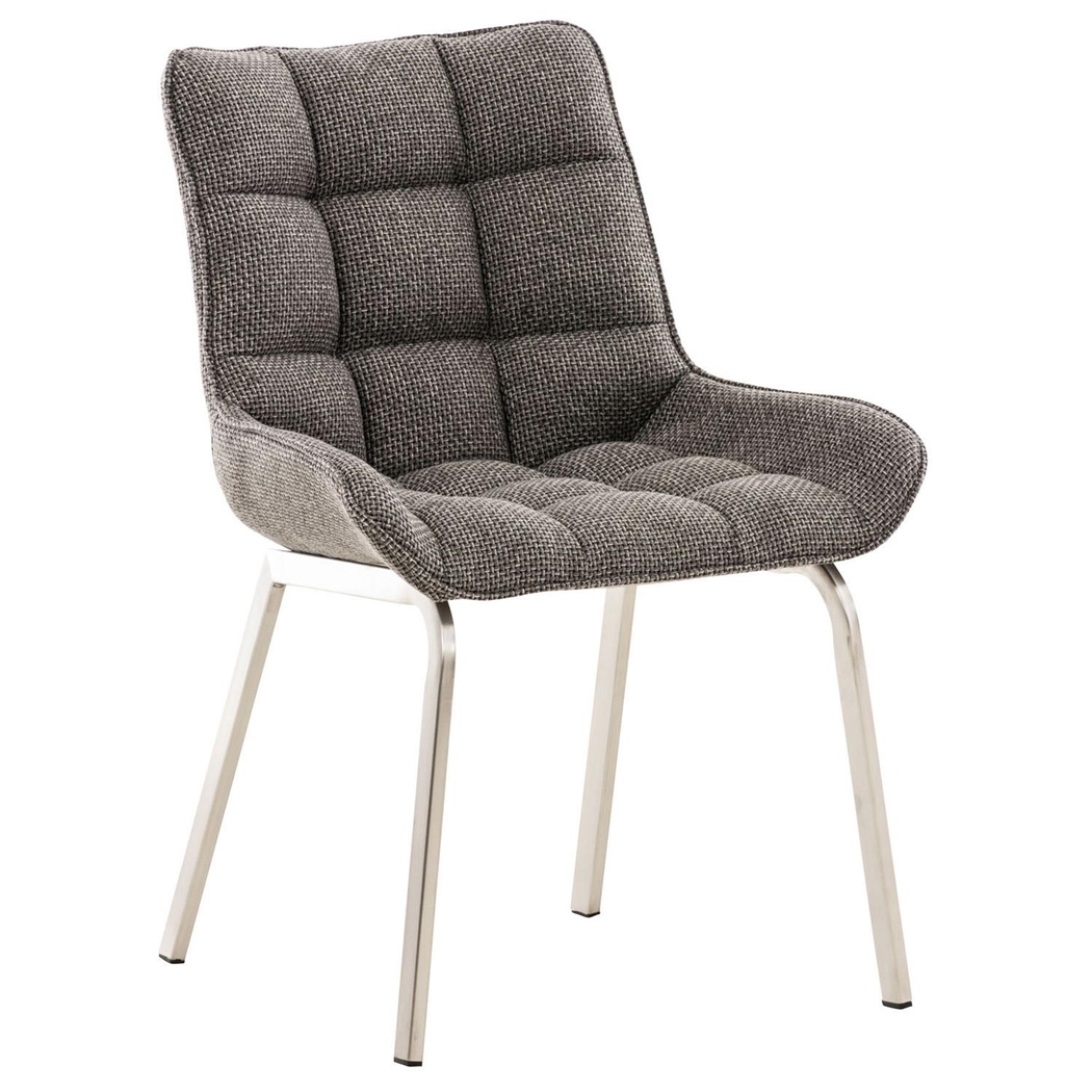 Silla de Confidente TANGO, Gran Acolchado, Patas Acero Inoxidable, en Tela color Gris Titanio