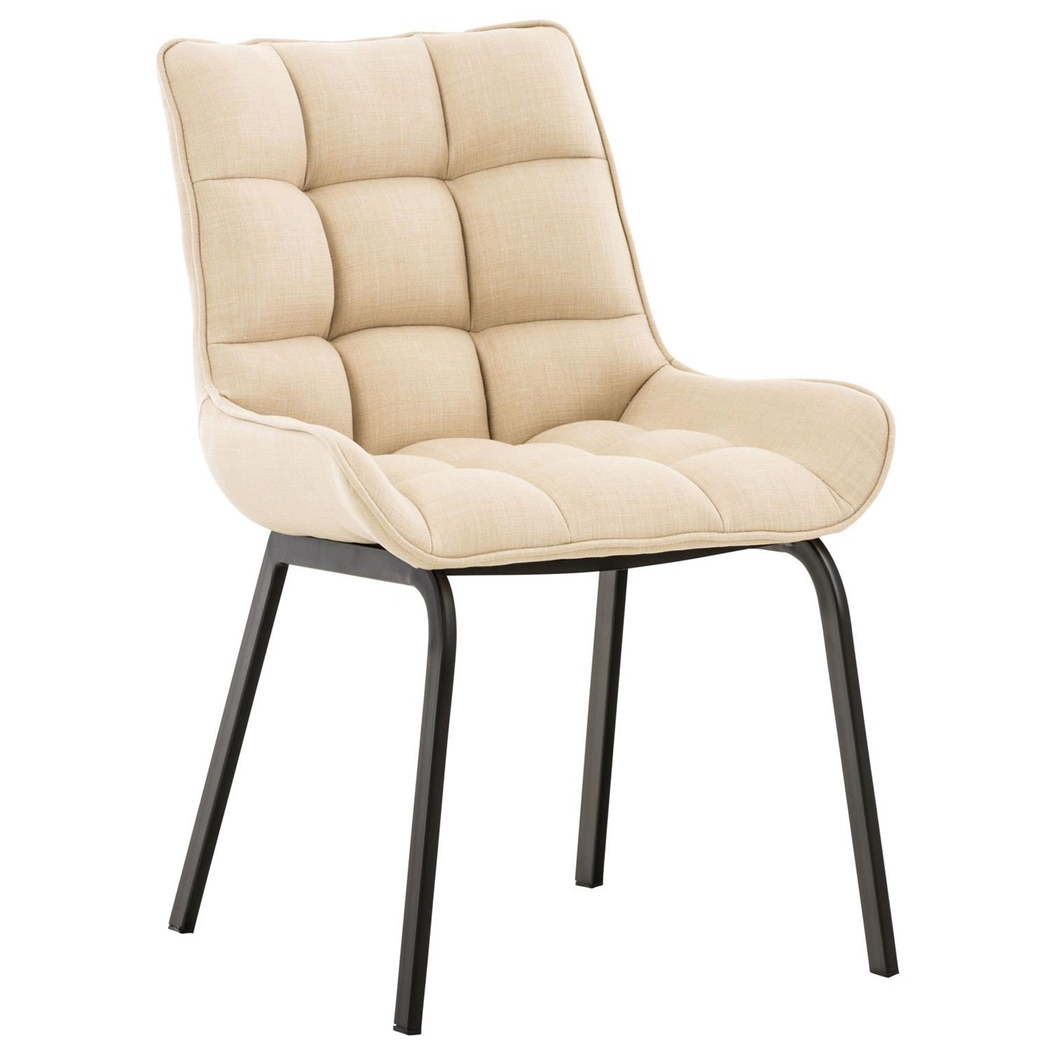 Silla de Confidente TANGO, Gran Acolchado, Patas Negras, en Tela color Crema