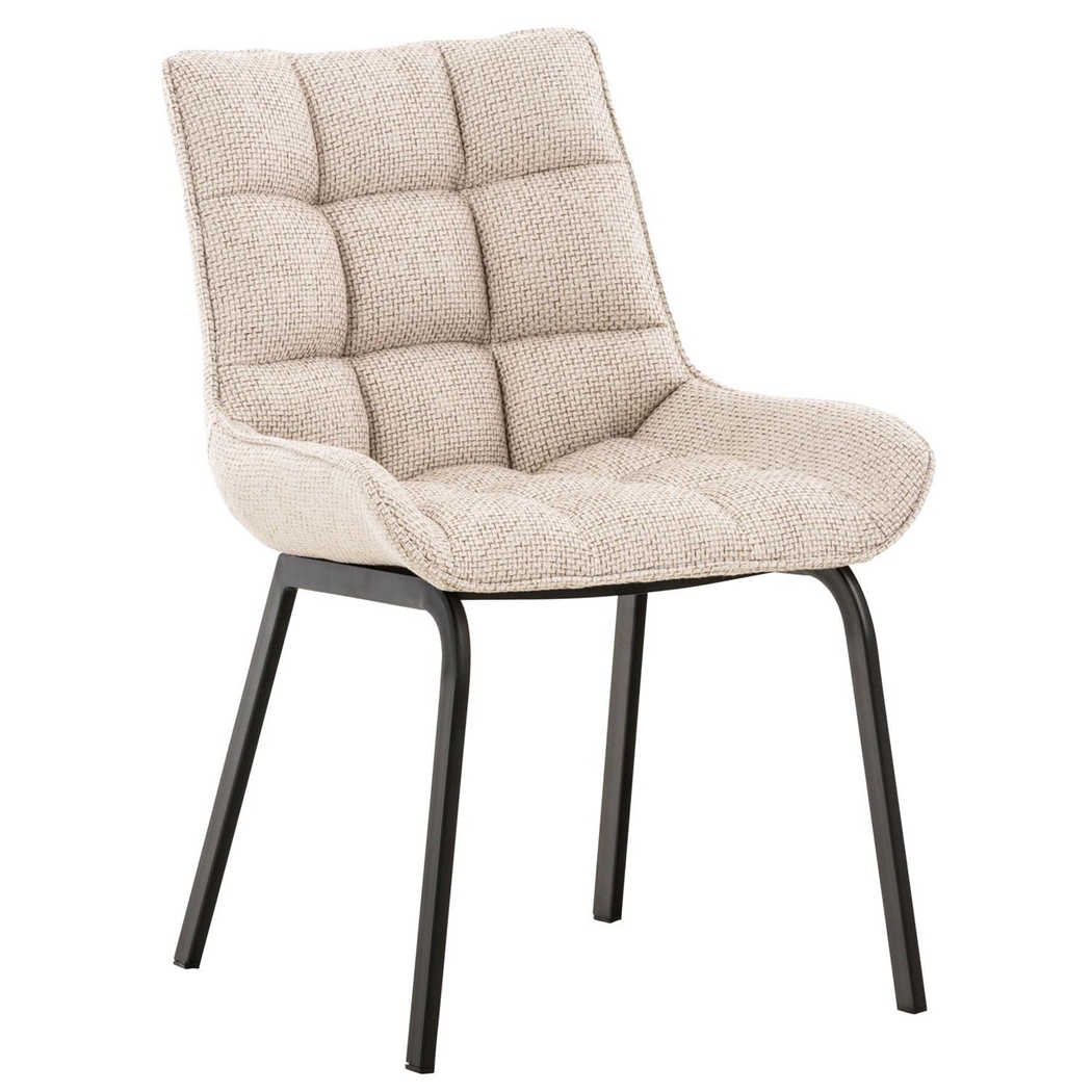 Silla de Confidente TANGO, Gran Acolchado, Patas Negras, en Tela color Marfil