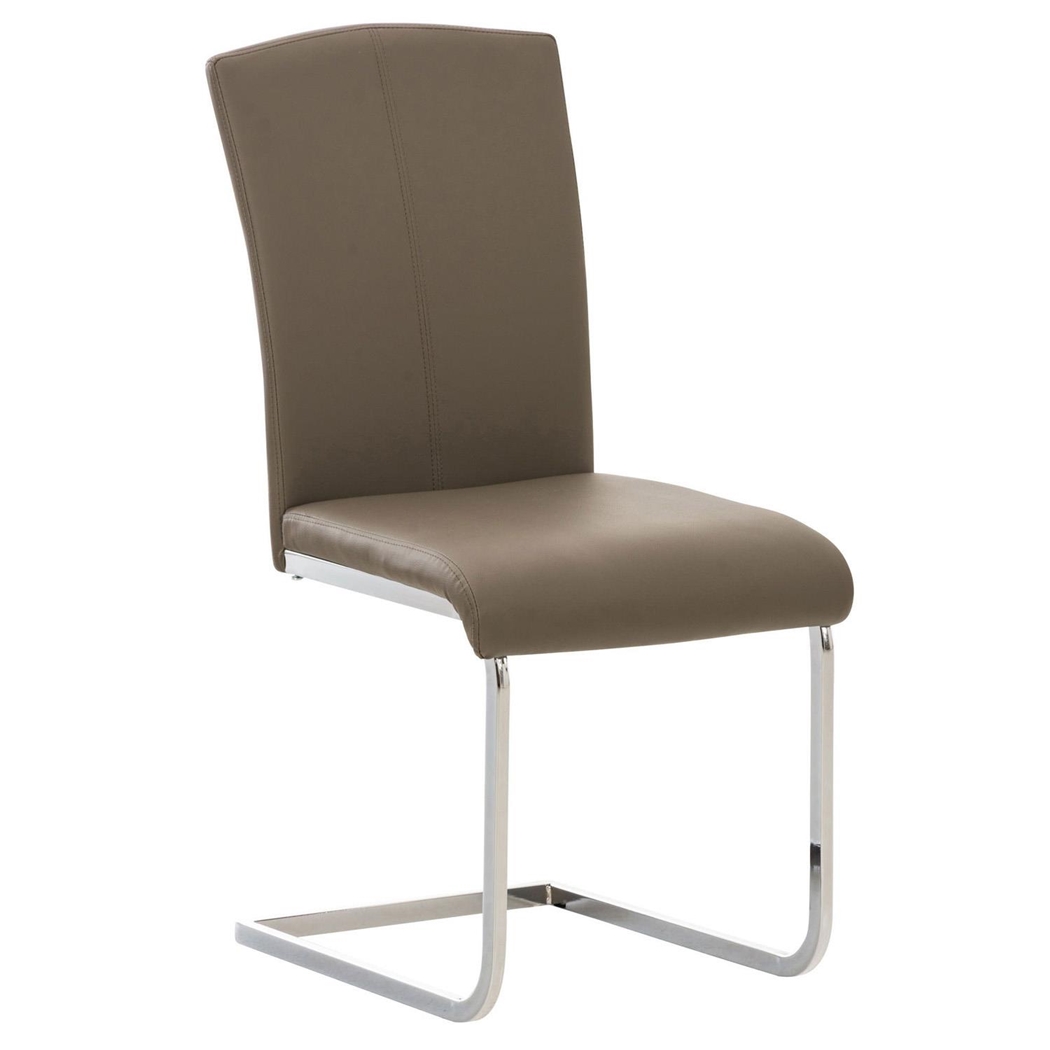 Silla de Confidente FOSTER, Gran Acolchado, Estructura Metálica, en Piel color Gris Pardo