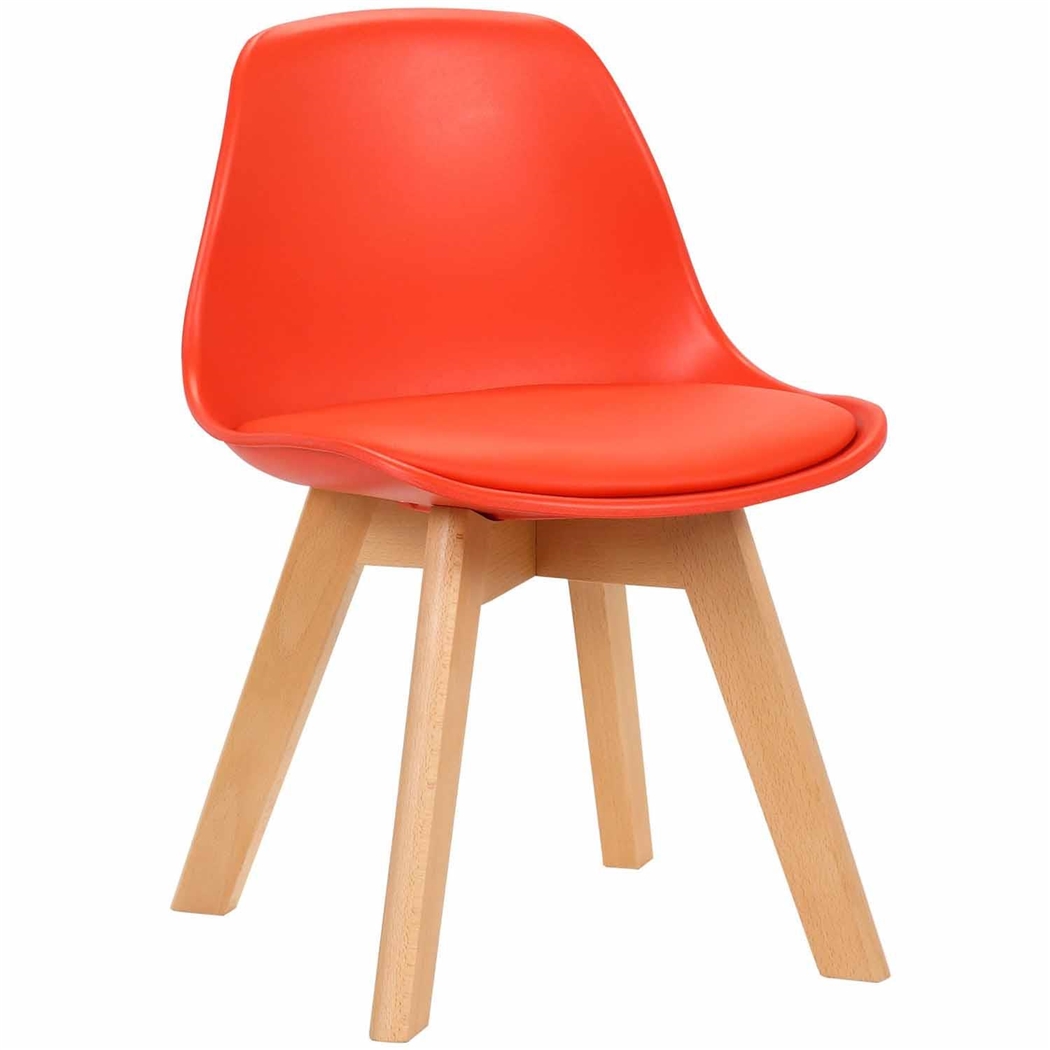 Silla Infantil LYNA, Diseño Exclusivo, Patas de Madera, en Piel color Rojo