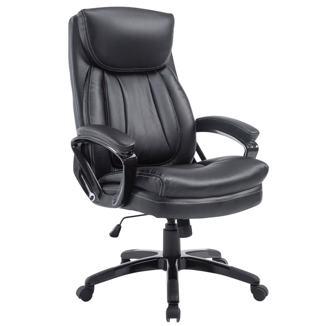 DEMO# Sillón de Oficina TOMPA, Gran Acolchado, Resistente hasta 150 kg, en Piel Negro