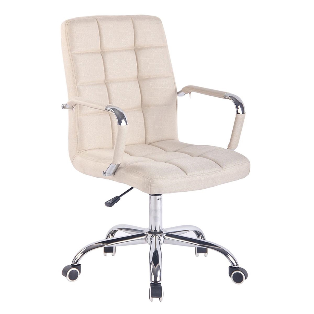 Silla de Oficina DELAN PRO TELA, Gran Acolchado, Base Metálica, color Crema