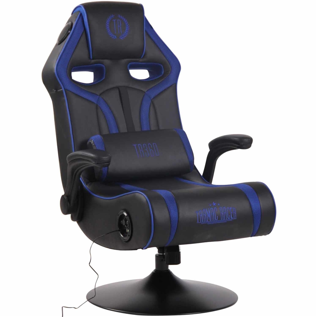 Silla Gaming TAUKEN PRO, Altavoces Integrados, Bluetooth, USB, en Piel y Malla Negro/Azul