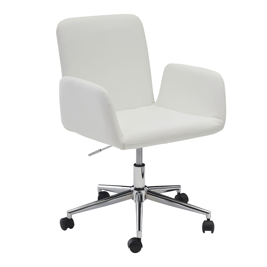 Silla de Oficina SANTANDER, Base Metálica, Exclusivo Diseño, en Piel color Blanco