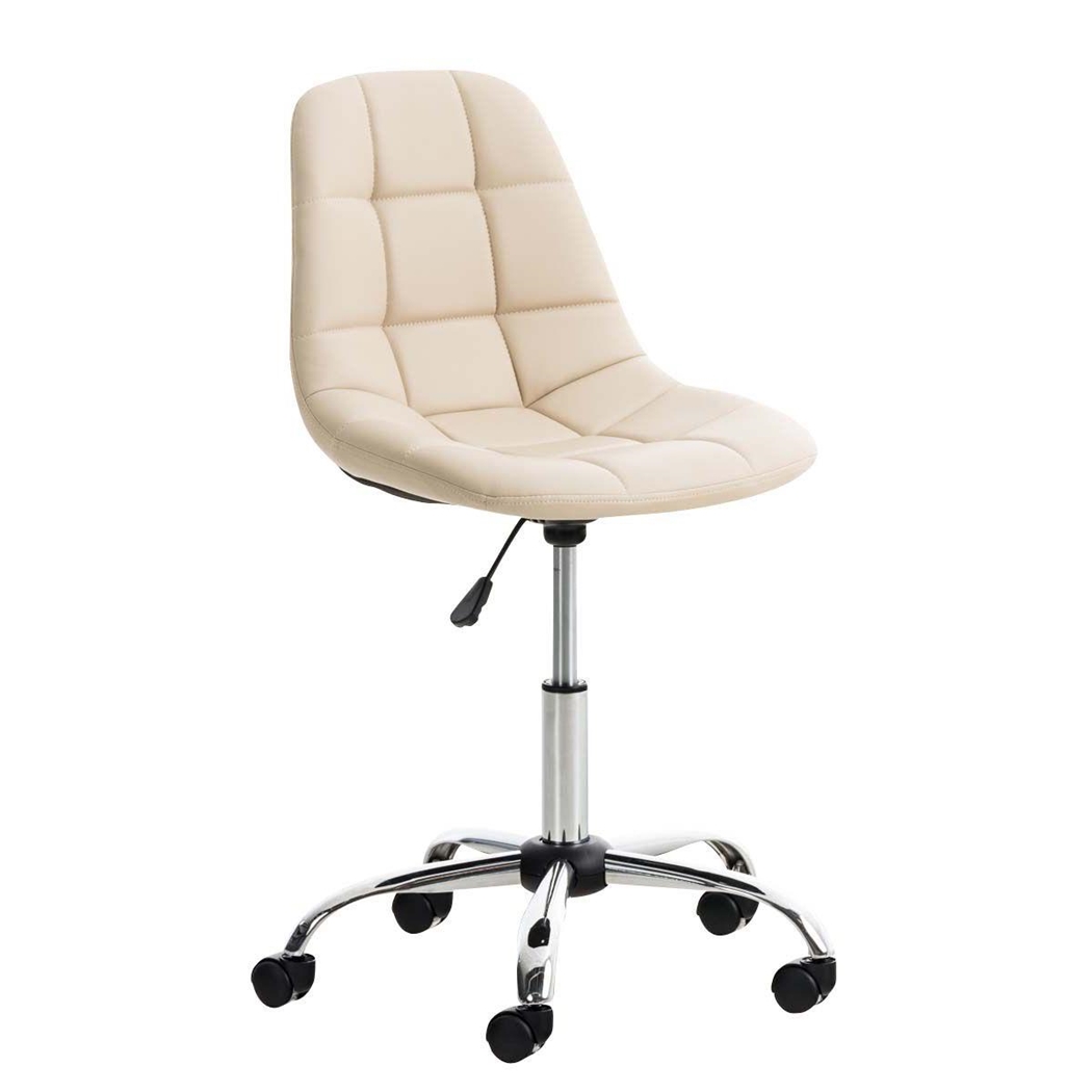 Silla de Oficina EMILY PIEL, Estructura Metálica, Diseño Exclusivo, en Color Crema
