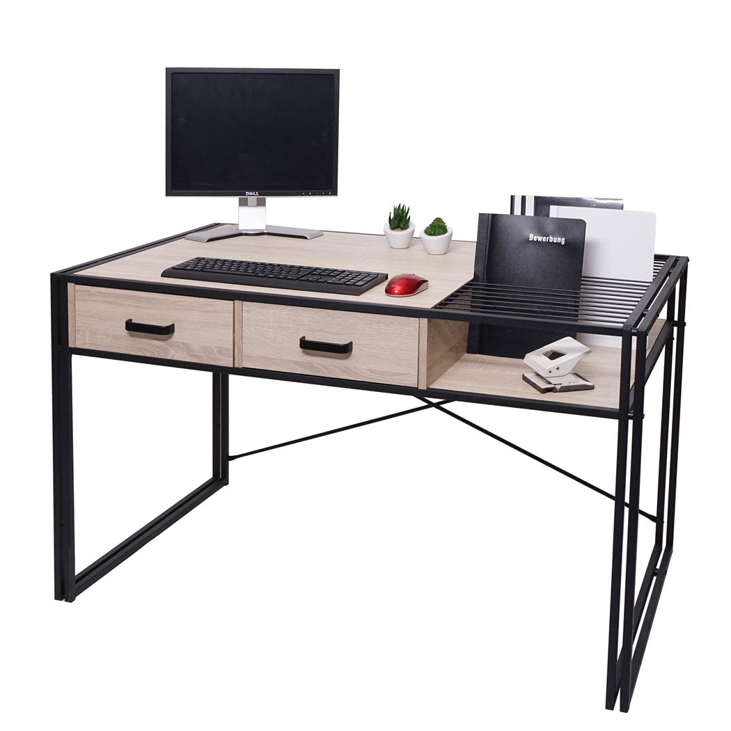 Mesa para Ordenador ROXY, 120x70x76 cm, en Metal y Madera, color Haya