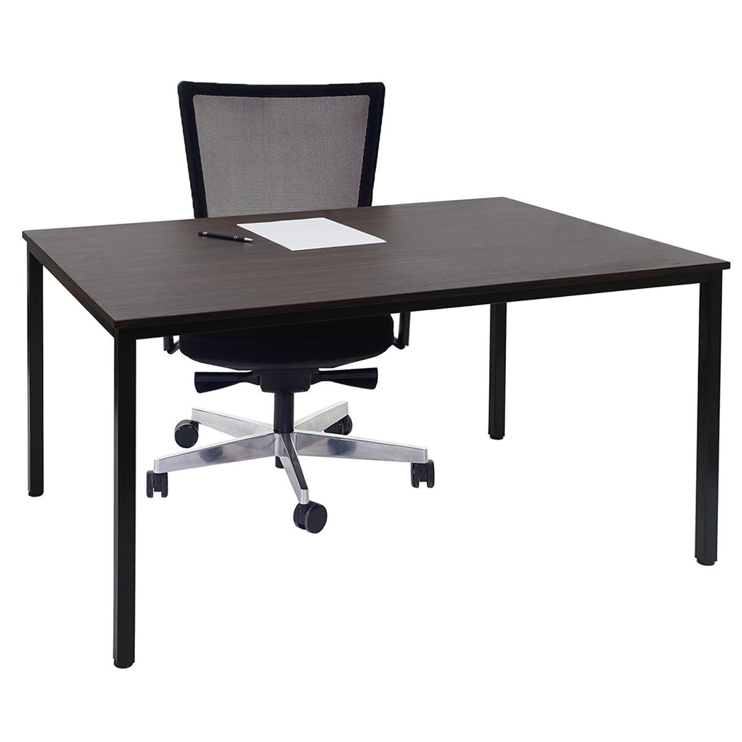 Mesa de oficina DEMI, dimensiones 120x80x74,5 cm, Estructura Metálica y Superficie en Madera Color Cerezo