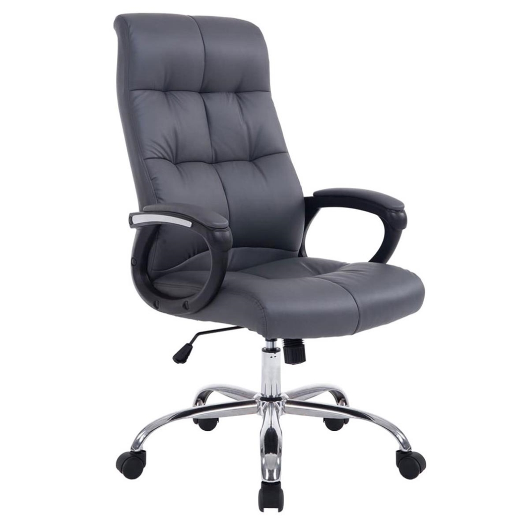 DEMO# Sillón de Oficina ARABIGA, Gran Acolchado, Resistente hasta 160 kg, en Piel Color Gris