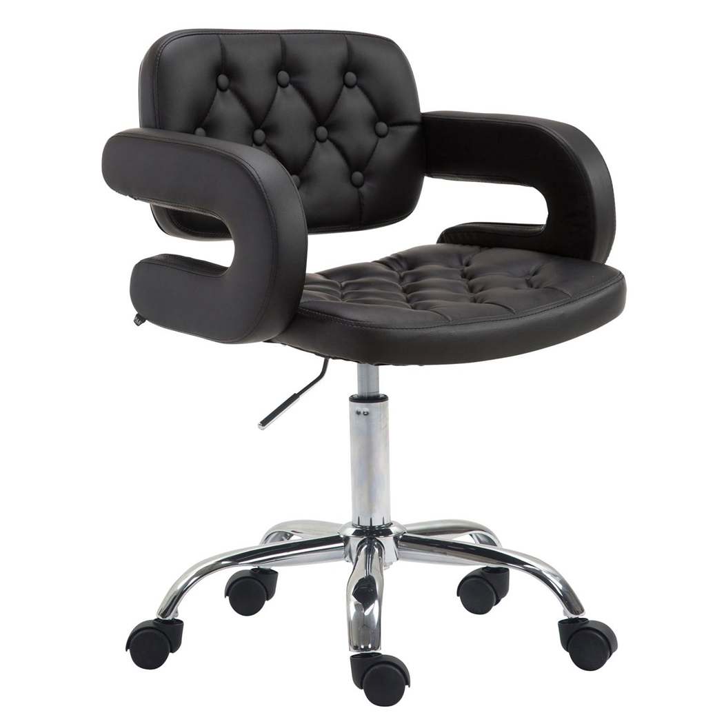 Silla de Oficina SAMSON, Precioso Diseño, Base Metálica, Tapizada en Piel color Negro