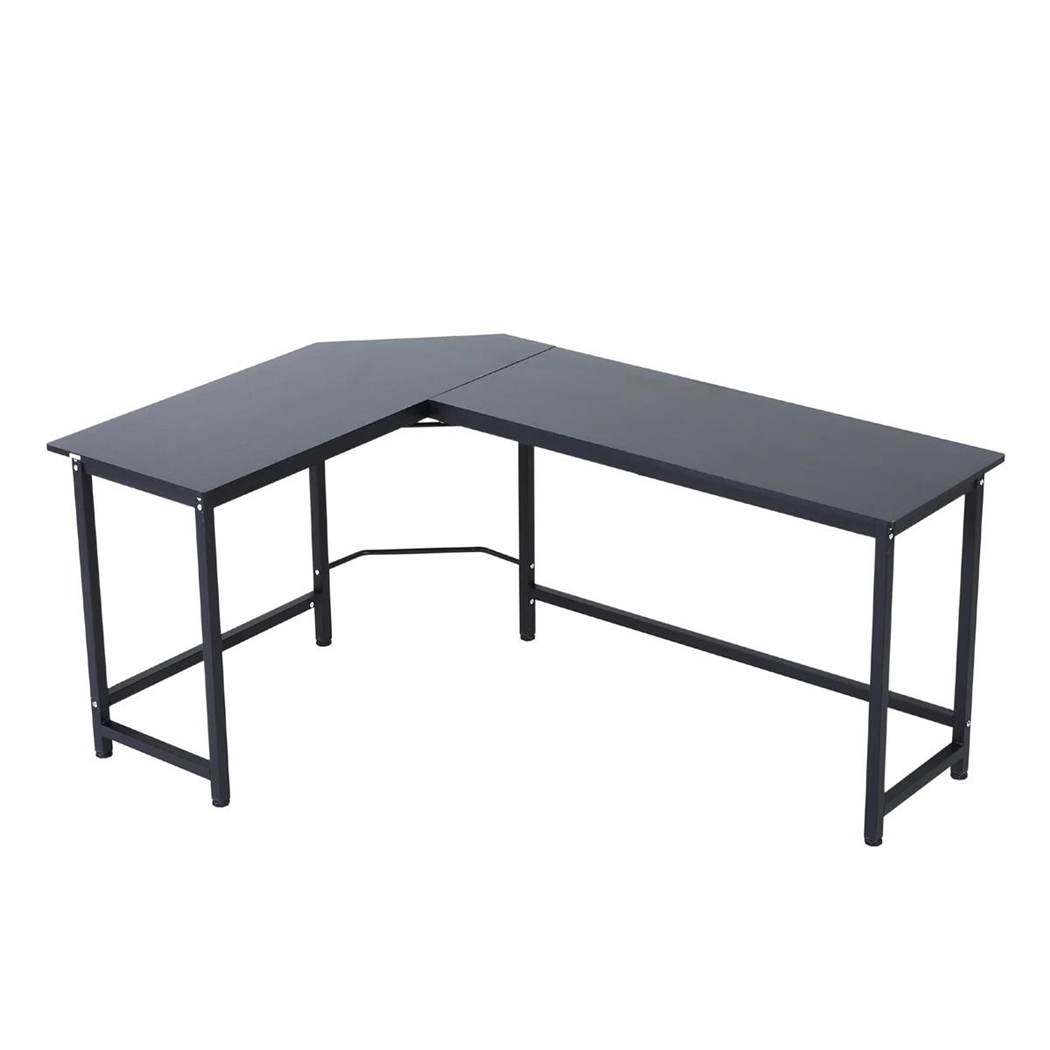 DEMO# Mesa Esquinera de Oficina ISMA, 168x120x75 cm, en Metal y Madera, color Negro