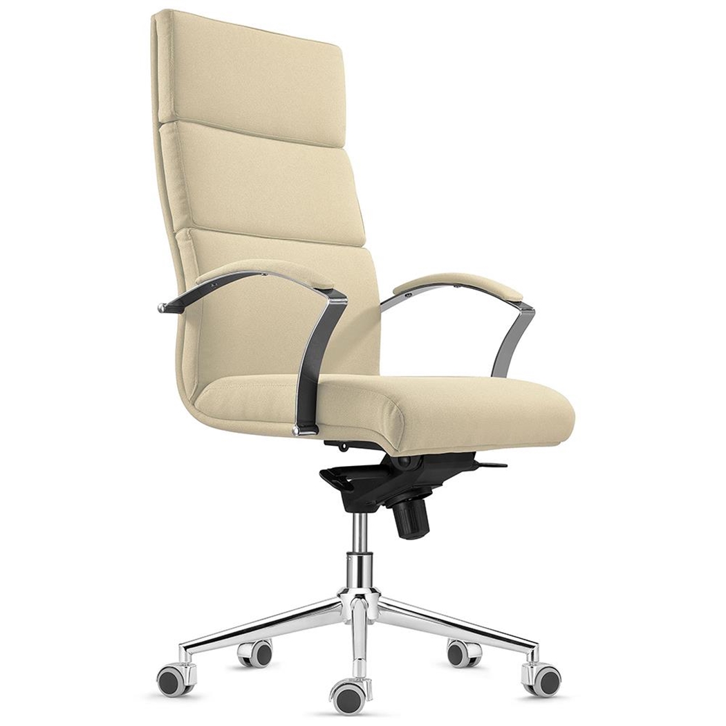DEMO# Sillón de Oficina RABAT, en Tela color Crema, Basculante, Gran Calidad y Diseño