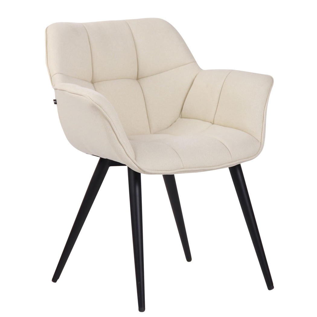 Silla de Confidente TESLA TELA, Estructura Metálica, Grueso Acolchado, color Crema