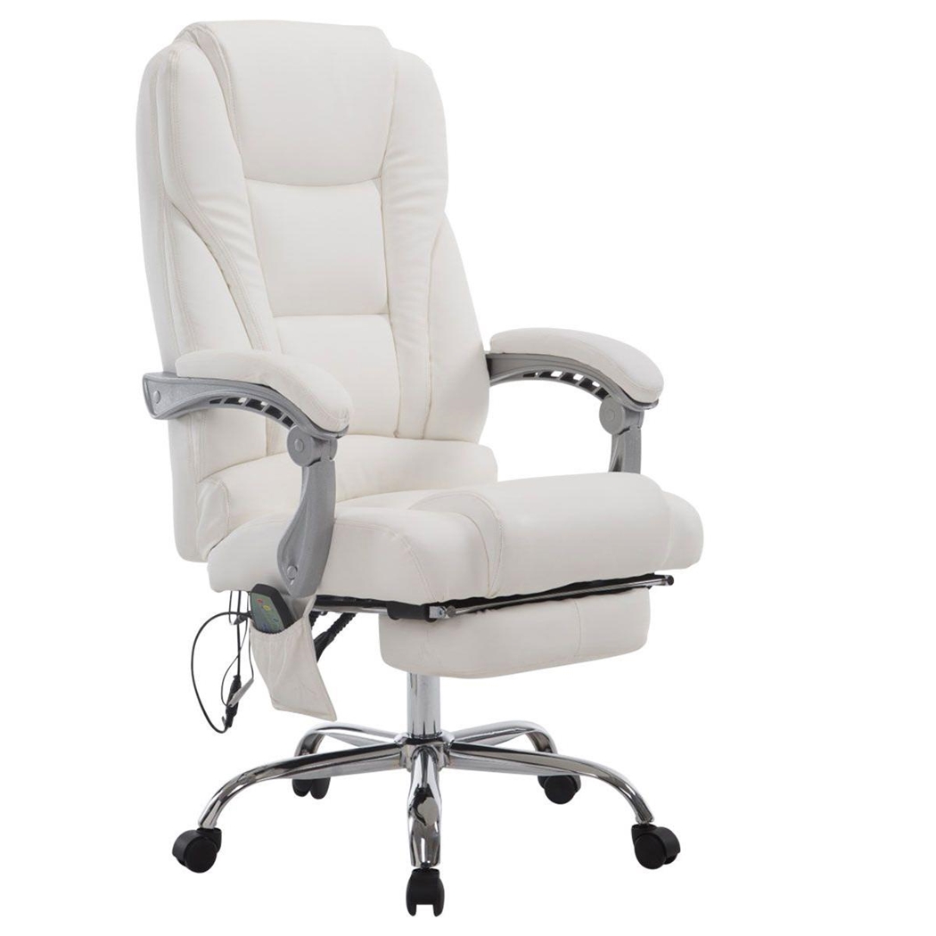 DEMO# Sillón de Oficina COMODITY MASAJE PIEL, Reposapiés Extensible, Función Masaje, en color Blanco