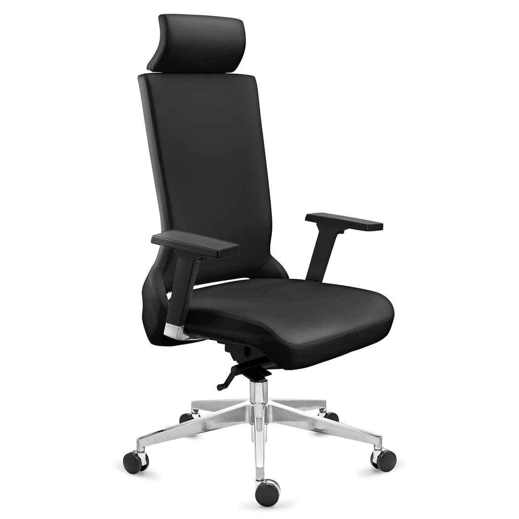 DEMO# Sillón de Oficina RIVIERA, Diseño Único, Gran Ergonomía, Calidad Superior, Cuero Negro