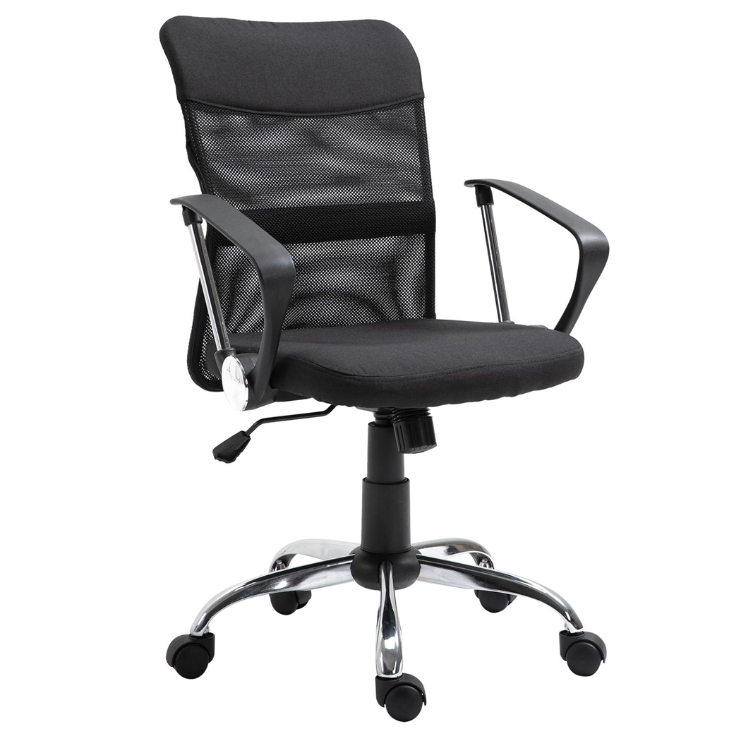 DEMO# Silla de Oficina AVEIRO, Malla Transpirable, Respaldo Medio, Color Negro