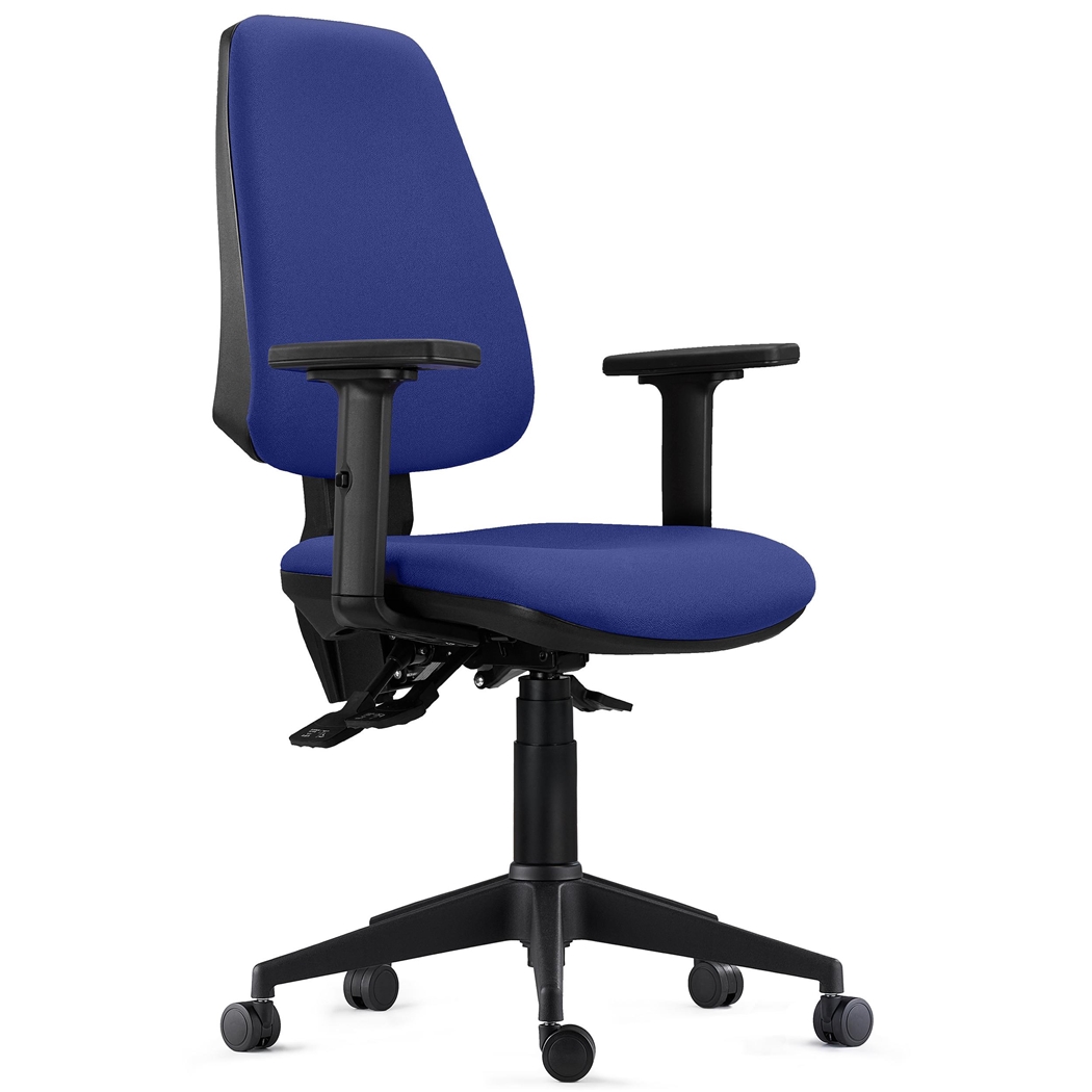 Silla Ergonómica INDIANA PRO, Uso Intensivo 8H, Reclinable, Brazos 2D, Tela Azul Oscuro