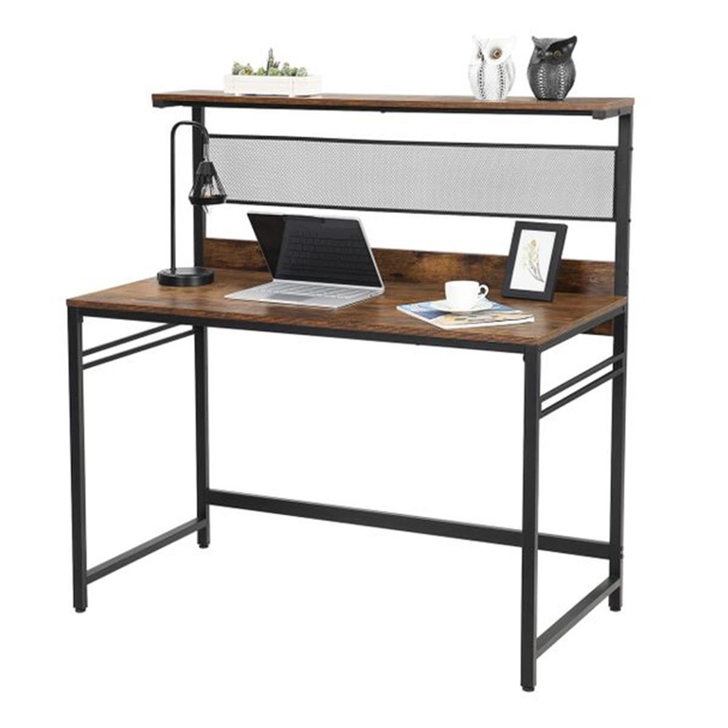 Mesa de Oficina CLASSIC, 120x60x125,5 cm, en Metal y Madera, color Negro y Nogal