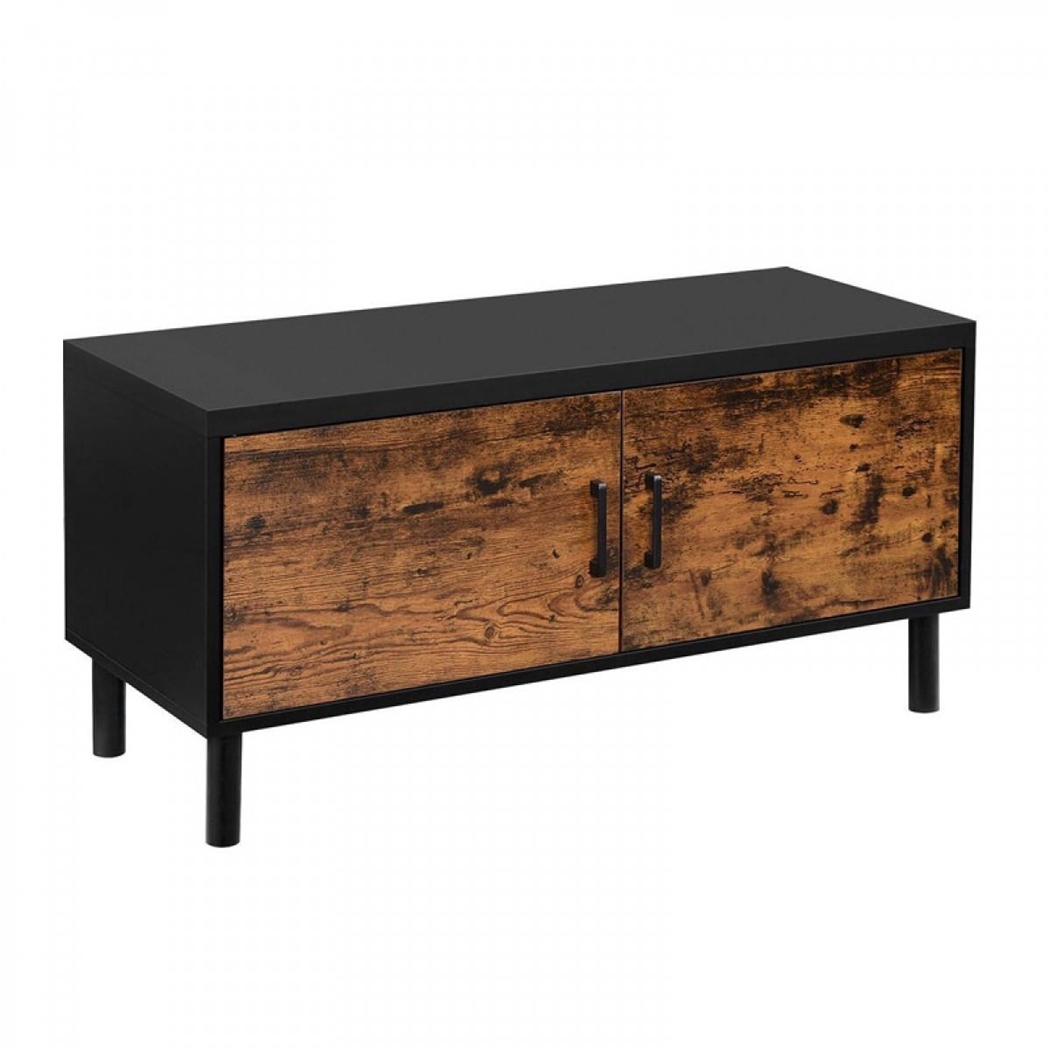 Mueble auxiliar IBRAM, Dimensiones 100x35x38 cm, en Madera y Metal, color Negro y Marrón Oscuro