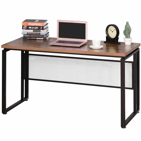 DEMO# Mesa de Oficina FESANI, 135x60x75 cm, en Metal y Madera, color Negro y Nogal