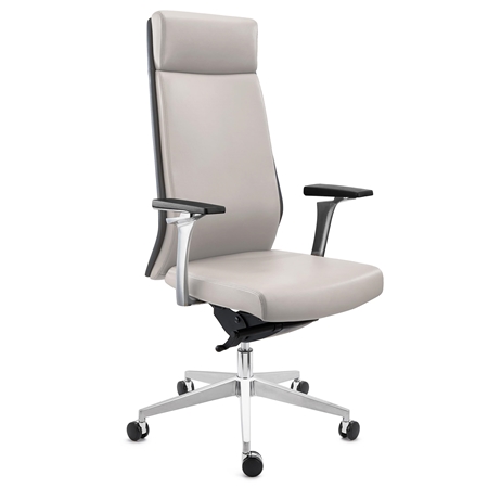 DEMO# Sillón de Oficina PERONI, Elegancia y Comodidad, Uso Profesional 8H, Gran Calidad, Piel Gris