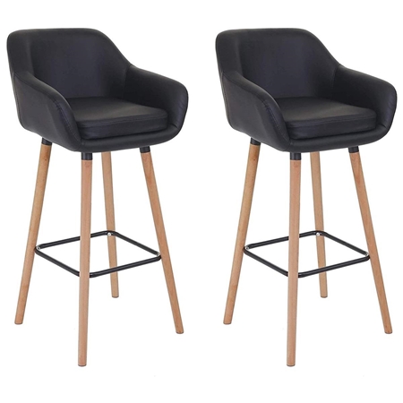 Lote de dos Taburetes VEGAS, Diseño Moderno y Sofisticado, Gran Acolchado en Piel color Negro