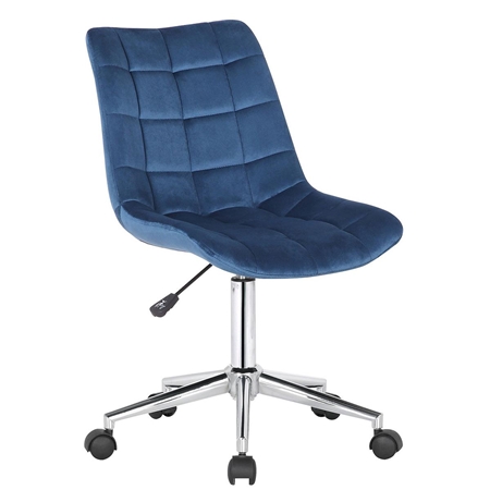 Silla de Oficina SAMMY, Exclusivo Diseño, Base Metálica, en Terciopelo color Azul