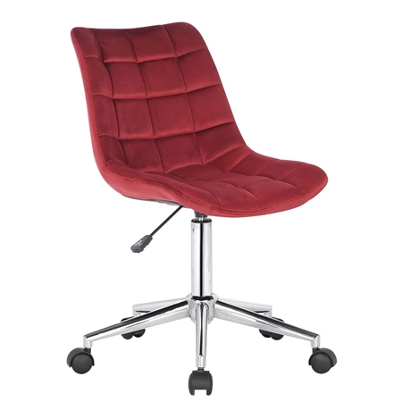 Silla de Oficina SAMMY, Exclusivo Diseño, Base Metálica, en Terciopelo color Rojo