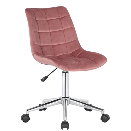 Silla de Oficina SAMMY, Exclusivo Diseño, Base Metálica, en Terciopelo color Rosa