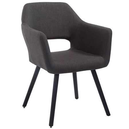 Silla de Confidente KALUM, Diseño Moderno, Patas Negras, en Tela Gris Oscuro