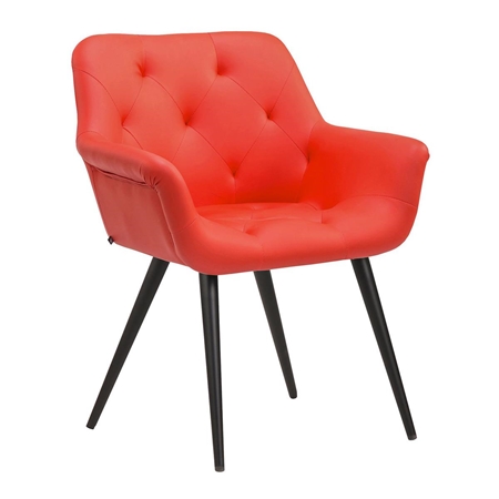 Silla de Confidente LIDIA, Patas Negras, en Piel color Rojo