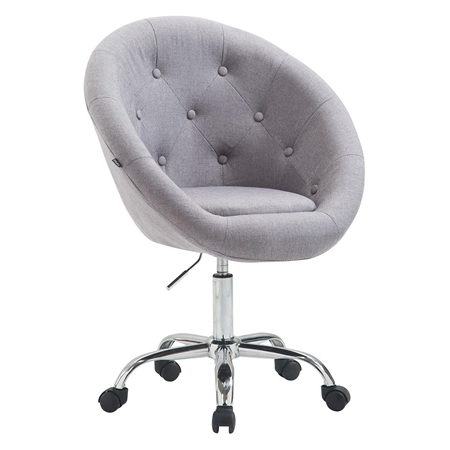 Silla de Oficina IVONNE, Estructura Metálica, en Tela con Capitoné color Gris Claro