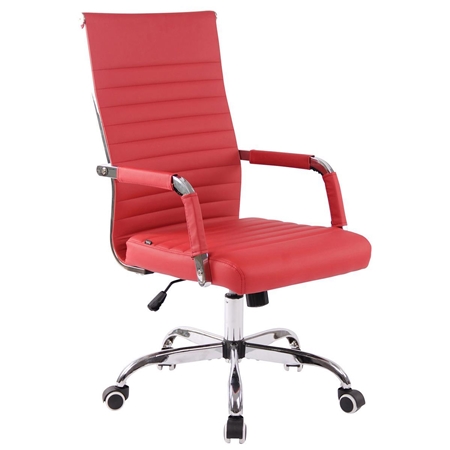 DEMO# Silla de Oficina BERLIN, Elegante Diseño, Muy Confortable, en Piel Roja