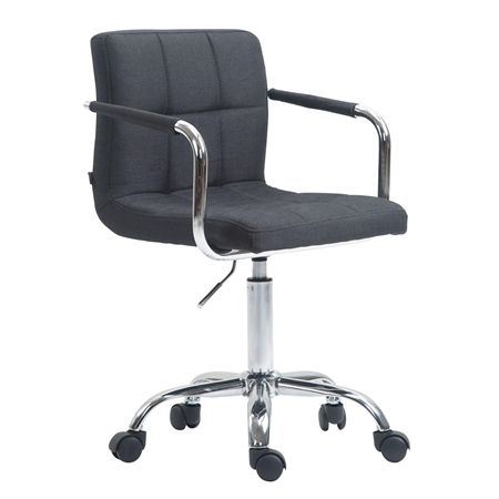 Silla de Oficina BETTY TELA, Gran Acolchado, Estructura Metálica, color Gris Oscuro