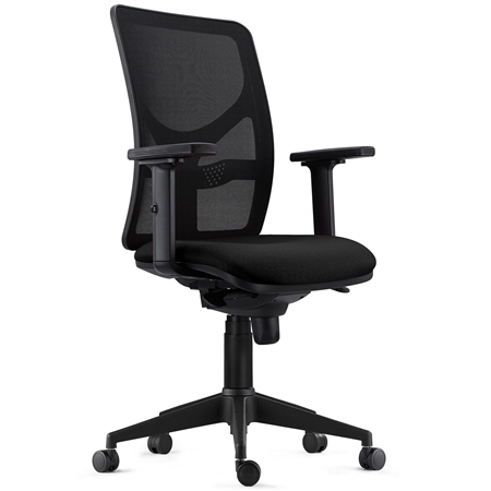 DEMO# Silla de Oficina MILO PRO, Brazos 2D Ajustables, Soporte Lumbar, en Tela Negra