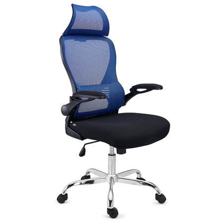 DEMO# Silla de Oficina CORFU, Reposacabezas, Brazos Abatibles, Diseño Ergonómico, En Azul
