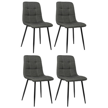 Lote de 4 Sillas de Confidente ARDILES, Patas Metálicas, en Tela color Gris Oscuro