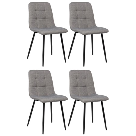 Lote de 4 Sillas de Confidente ARDILES, Patas Metálicas, en Tela color Gris Claro