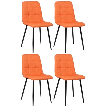 Lote de 4 Sillas de Confidente ARDILES, Patas Metálicas, en Tela color Naranja