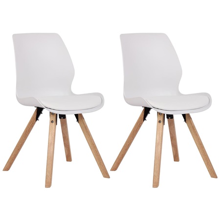 Lote 2 Sillas de Confidente KALI, Estructura de Madera, Asiento Tapizado, en Plástico color Blanco