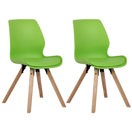Lote 2 Sillas de Confidente KALI, Estructura de Madera, Asiento Tapizado, en Plástico color Verde