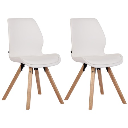Lote 2 Sillas de Confidente KALI, Estructura de Madera, Asiento Tapizado, en Piel sintética color Blanco