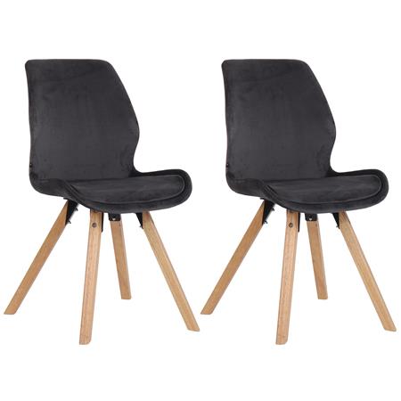 Lote 2 Sillas de Confidente KALI, Estructura de Madera, Asiento Tapizado, en Terciopelo color Gris oscuro