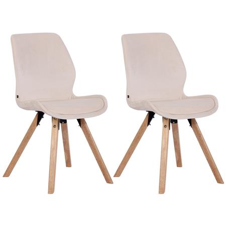 Lote 2 Sillas de Confidente KALI, Estructura de Madera, Asiento Tapizado, en Terciopelo color Crema